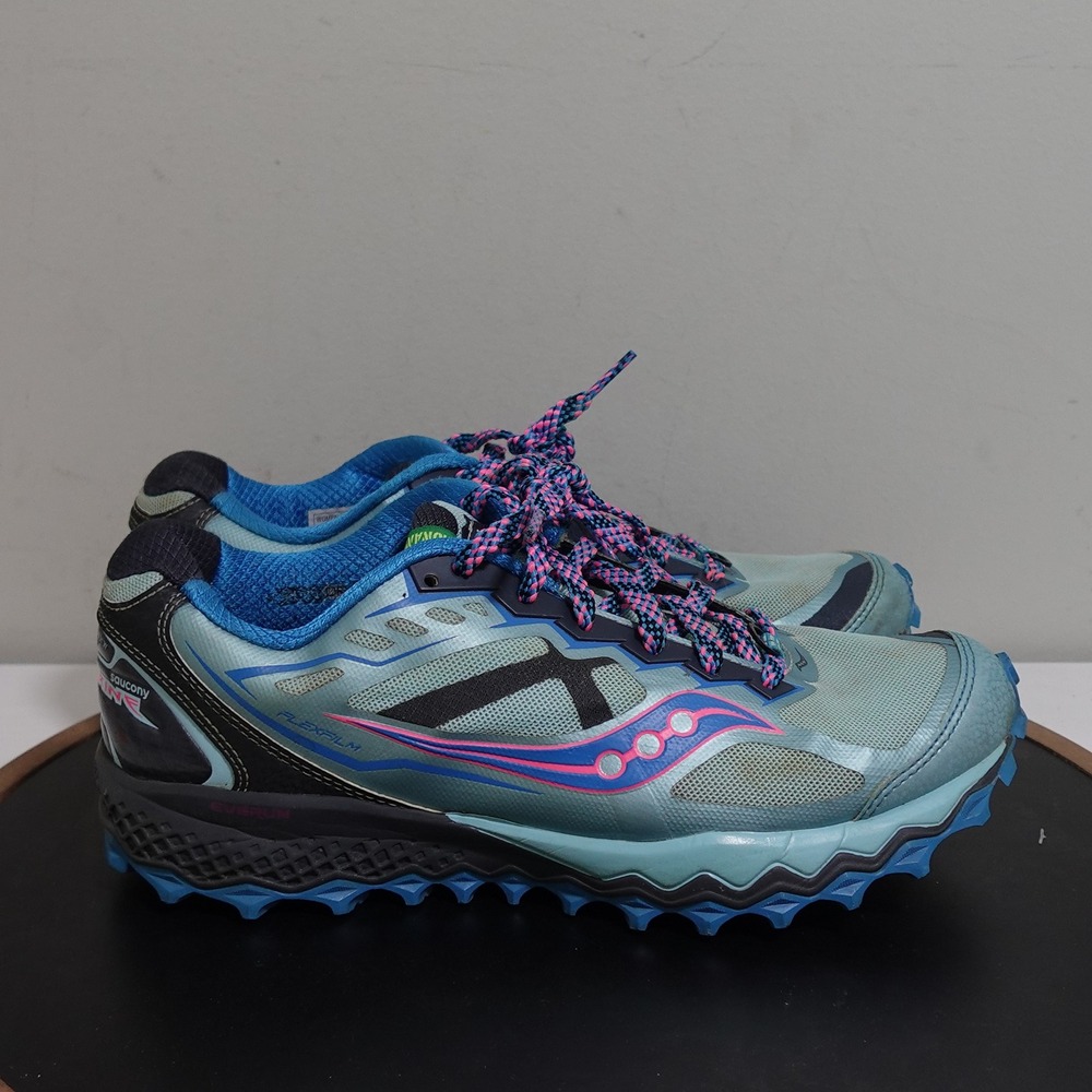 Saucony‎ Peregrine 7 Trail Running Shoes Women 9.5 Blue Teal Lightweight Outdoor